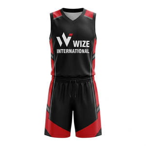 Ensemble de maillots de basket-ball personnalisés WIZE INTERNATIONAL, unisexe, sans manches, col en V, tissu respirant, vêtements de sport - Product Image 1