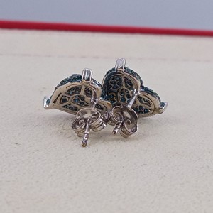 1.38 Cttw Blue Diamond Stud Earrings 925 Sterling Silver, Round Cut Color-Enhanced Natural Diamond Earrings for Women, Push Back - Product Image 3