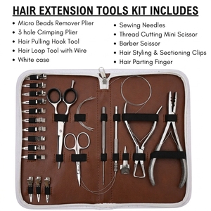 Professional Hair Extension Kit 3 Hole Crimping Plier Hair Pulling Hook Tool Thread Cutting Mini Scissor Barber Shears OEM - Product Image 2