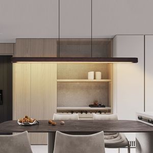 Lampadario a Sospensione LED Moderno da 51 Pollici in Legno di Noce, Lampada Regolabile per Sala da Pranzo e Soggiorno, Elegante Chandelier Color Noce - Product Image 3