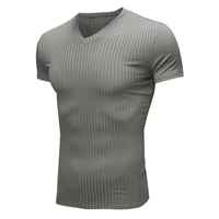 Chemise de performance pour homme de haute qualité, plusieurs options de couleurs, design rayé, t-shirts tendance respirants à manches courtes