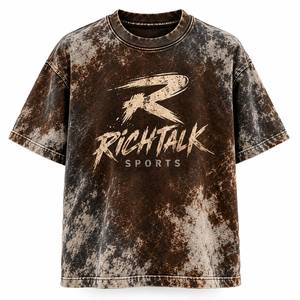 T-shirt en jersey de coton à manches courtes pour homme, coupe oversize, style streetwear, imprimé, col rond, effet vintage délavé, design personnalisable, style hip-hop - Product Image 1