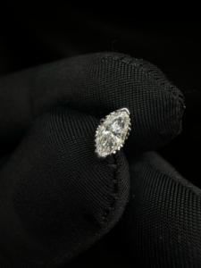 Lauren Marquise Lab Grown Diamond Threaded <b>Stud</b> Earring In 14K Solid Gold For <b>Helix</b> Lobe Piercing - Product Image 3