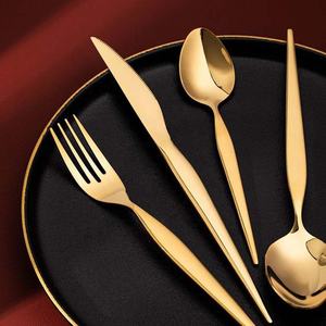 Brillante altamente lujoso Acero inoxidable plata espejo pulido diseñador madera bambú mango cuchara cuchillo y tenedor juego de cubiertos - Product Image 4