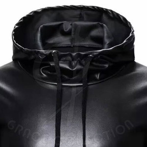 Veste à capuche en cuir noir pour homme, douce au toucher, veste d'hiver respirante, doublure écologique pour un usage quotidien, fabriquée au Pakistan - Product Image 4