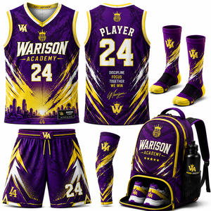 Wholesale Manufacturer Basketball Jersey And Short Set With Socks Sleeves And Jogging Shoes And Bag Pack Basketball Teamwear Set - Product Image 2