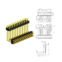 Pin Header in Lega di Zinco e Ottone per Impieghi Gravosi da 2,00 mm (Nero/Oro) per Attrezzature