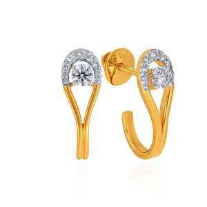 Luxury Two Tone Gold and <b>Silver</b> Lab Grown Ring with Brilliant Round Center Stone, Sparkling Pavé Halo and Elegant Earrings - Product Image 2
