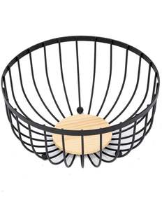 Corbeille à fruits ronde en métal noir de style moderne et élégant, idéale pour la décoration de la maison et de la cuisine - Product Image 1