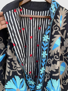 Veste en coton brodée à la main avec des motifs floraux, manches longues, col rabattu, taille plus, style Prairie Chic, vêtements de printemps pour femmes - Product Image 6