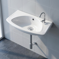 Lavabo d'angle compact en céramique blanche 15x15 – Vasque moderne pour salle de bain, gain de place
