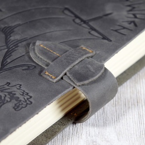 Norse Viking Leather <b>Journal</b> with Embossed Vegvisir Compass Design, <b>Blank</b> Paper - Product Image 2