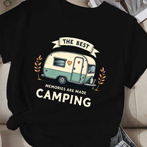 Camiseta cómoda para mujer Camping Vintage camper con tema natural - Product Image 3