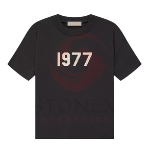 Camisetas de alta calidad 100% algodón negro escribir Stock impreso logotipo personalizado camisas hombre Camisetas en blanco para hombres - Product Image 1