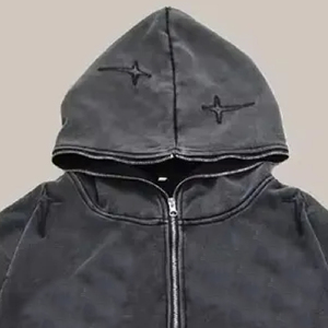 Men Distressed Hoodie Vintage <b>Acid</b> Wash Streetwear Pullover Loose Fit <b>Drop</b> Shoulder Heavyweight Cotton Hooded Sweatshirt - Product Image 4