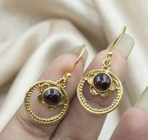 Natural Garnet <b>Dangle</b> <b>Earrings</b> 925 Sterling Silver Rose <b>Gold</b> Yellow <b>Gold</b> Plated Vintage Boho Handmade Gemstone Jewelry for Women - Product Image 3