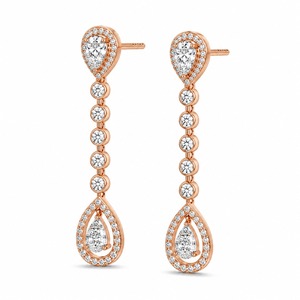 Pendientes de Oro Rosa con Diamantes en Forma de Pera, Engaste de Garras, Joyería de Lujo para Bodas de Mujer - Product Image 1