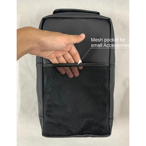 Sac à chaussures en nylon avec fermeture éclair, résistant à l'eau, étui de rangement de voyage, design minimaliste noir, logo personnalisé, poche intérieure - Product Image 3