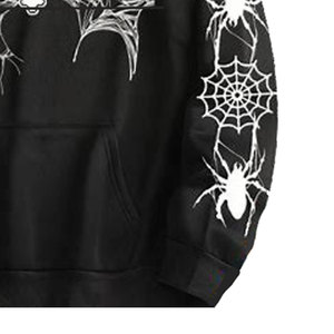 Sweat à capuche unisexe personnalisé de haute qualité, imprimé toile d'araignée noire, en molleton, coupe ample, avec poche, écologique, séchage rapide, 350g, streetwear - Product Image 5