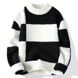 Pull en tricot à carreaux pour homme, manches régulières, style automne, 100% acrylique, manches longues - Product Image 2