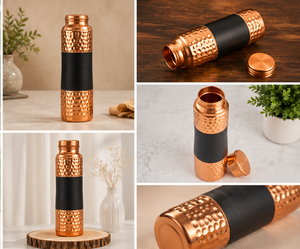 Bouteille d'eau en cuivre, finition martelée artisanale, design minimaliste portable, pour les voyages - Product Image 6