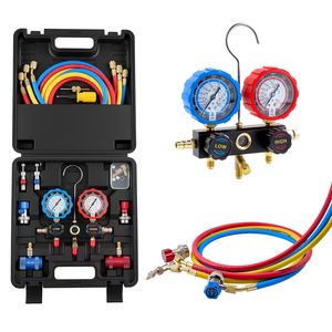 Set di Manometri per Condizionatori d'Aria per R134a R404A R1234yf R22, Manometro AC a 3 Vie con Tubi da 5 Piedi, Adattatori e Attacchi Rapidi - Product Image 1