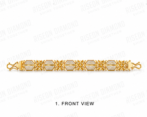 Luxury <b>Mens</b> Diamond Link Bracelet 18K Yellow Gold Geometric Micro Pave Designer Gold Chain High End Fine Jewelry Secure Clasp - Product Image 6