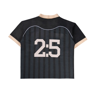 Oversized Short Sleeve T-Shirt Men Embossed Geometric Pattern Blue Casual Knitted Cotton O-Neck Back Logo - Product Image 2