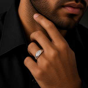 925 Sterling <b>Silver</b> Engraved Oval Band <b>Ring</b> for <b>Men</b> Minimalist Daily Wear Wedding Gift High Polish Finish - Product Image 1