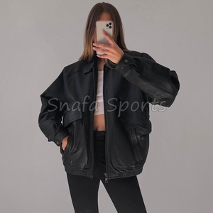 Women Oversized Leather <b>Jacket</b> 2026 Trendy <b>Sheepskin</b> <b>Jacket</b> with Custom Logo Women Leather <b>Jackets</b> For Sale - Product Image 3