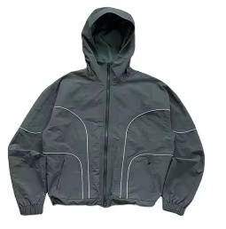Chaqueta Cortavientos con Capucha para Hombre, Ligera, de Secado Rápido, Transpirable, con Cierre Frontal, Color Sólido, Informal, Deportiva, para Otoño - Product Image 6