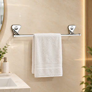Premium Stainless Steel Bathroom Towel <b>Rod</b> | Wall Mounted Chrome Finish Bath Towel Bar Heavy Duty Single Rail Hanger for Home - Product Image 4