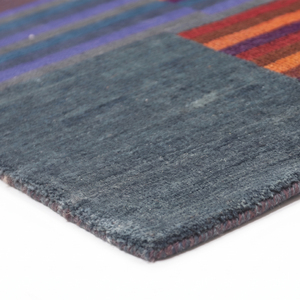Alfombra de Lana Azul Marino Multicolor con Textura Sólida, Antideslizante, Ecológica, Hecha a Mano, para Sala de Estar, Interiores de Hotel - Product Image 6