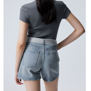 Shorts en jean respirants pour femme, coupe droite, taille haute, décontractés, grandes tailles, shorts en jean de haute qualité pour femme - Product Image 6