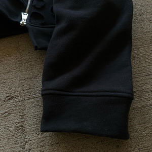 Custom Cut Out Hooded Collar Zipper Hoodie <b>Men</b> Oversized Crop Fleece Streetwear Design Solid Color Regular Sleeve Autumn Wear - Product Image 5