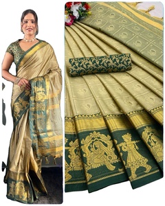 Thoải mái cảm thấy vải mềm kanjivaram phong cách Wedding & Đảng đặc biệt phong phú pallu làm việc kỹ thuật số in Truyền Thống nhìn <span class=keywords><strong>Saree</strong></span> Áo - Product Image 1