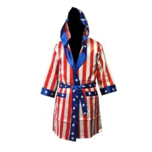 Robe de boxe personnalisée en satin avec capuche et ceinture, robe de boxe en polyester pour la marche au ring, vêtements de sport pour l'entraînement aux arts martiaux - Product Image 1