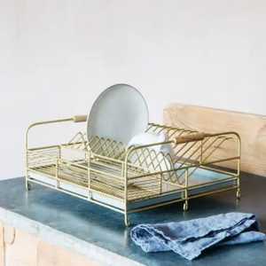 Luxury Gold Metal Wire <b>Dish</b> Drying <b>Rack</b> Geometric V-Shape Plate Organizer Modern Kitchen Countertop Bowl Drainer Storage Stand - Product Image 1