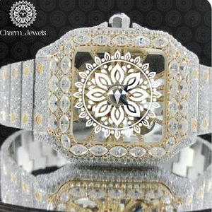 Charm Jewels Luxury Men's Stainless Steel <b>Diamond</b> <b>Watch</b> Square Analog Mechanical 38mm Sapphire Crystal Folding Clasp Band - Product Image 2