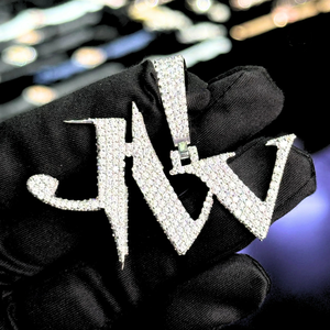 Colgante con Letra JW, Cristal y Diamantes de Imitación, Estilo Hiphop Plateado, Joyería de Moda Unisex - Product Image 1