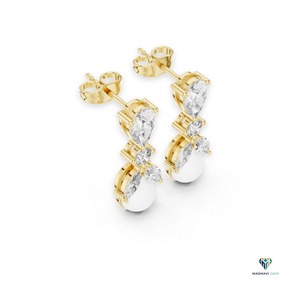 Pendientes de Oro Amarillo de 1.63 CT con Diamantes Cultivados en Laboratorio en Forma de Pera y Marquesa en Oro Sólido de 18K - Product Image 5