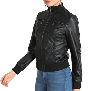 Wholesale Motorcycle Ladies Genuine Sheep <b>Leather</b> <b>Jacket</b> Ladies Cropped Bomber Style Fashion Spring <b>Real</b> <b>Leather</b> <b>Jacket</b> Women - Product Image 3