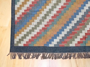 Alfombra Kilim Hecha a Mano con Patrón Geométrico, Tejido Plano de Lana y Acrílico, Rectangular, para Sala de Estar, con Base de Yute - Product Image 2