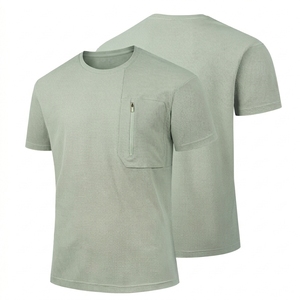 Men's Solid 260g Loose Fit Casual Short Sleeve Wholesale Custom Men's T-shirts High Quality Round Neck Cotton Running Shirt - Product Image 2