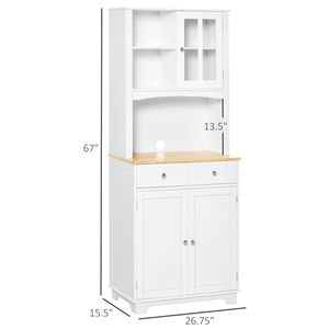 Ampio credenza dispensa da cucina bianca da 67 pollici con ante a telaio e ripiano per microonde, 2 cassetti - Product Image 3