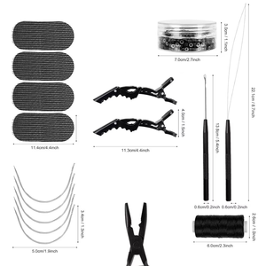 Outil tout-en-un noir mat pour extensions capillaires avec pinces de sectionnement en forme de crocodile et boucles de tirage - Product Image 2