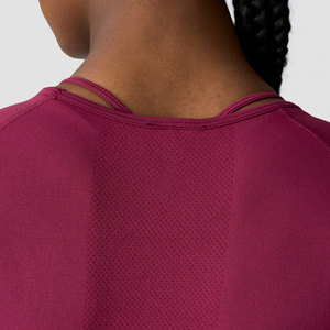 Custom Loose Breathable Women Yoga <b>Top</b> High Stretch Spandex/Nylon Solid Color <b>Crop</b> <b>Top</b> Short Sleeve Sportswear T-Shirt - Product Image 4