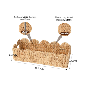 Panier de rangement pliable en jacinthe d'eau tressé à la main, écologique, moderne, multi-usage, avec bord festonné, pour étagère, maison, chambre d'enfant - Product Image 3