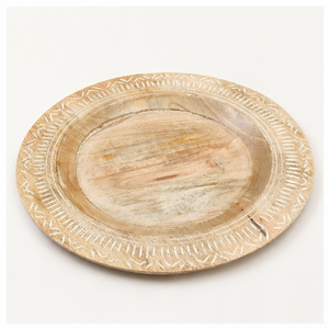 Wood Grain Textured Wood Charger <b>Plates</b> with Scalloped Rim Durable Faux Wood Wedding & Event Table <b>Decorations</b> Bulk Wholesale - Product Image 1
