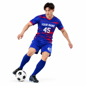Conjunto de Uniforme de Fútbol Azul Rey Personalizado con Detalles Rojos, Ropa Deportiva de Fútbol al por Mayor para Hombre - Product Image 4